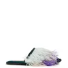 Feather SlippersSolid Green in Raso