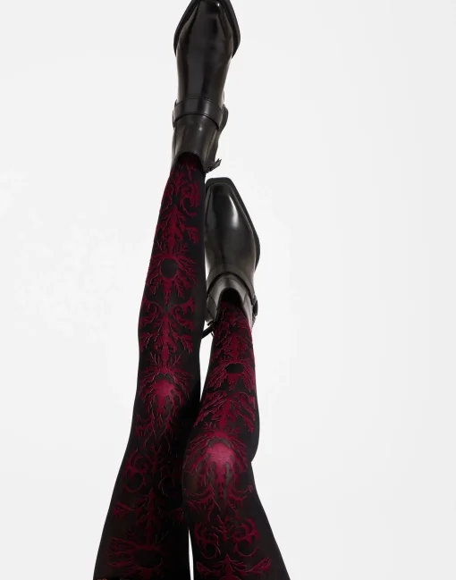 Flocked TightsBlack & Red in Flocked Nylon