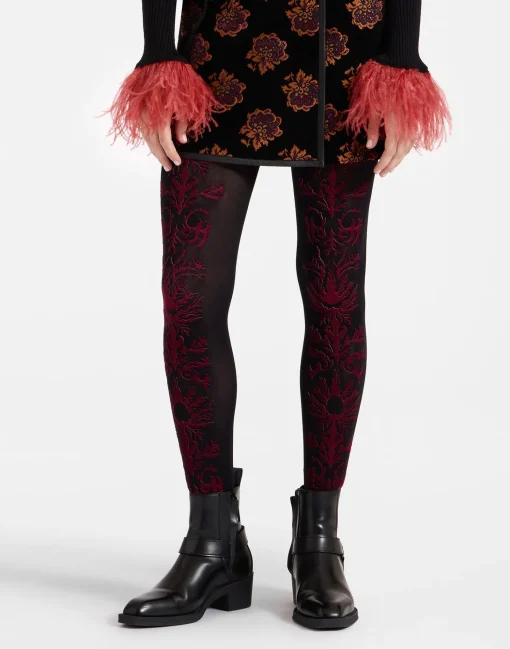 Flocked TightsBlack & Red in Flocked Nylon