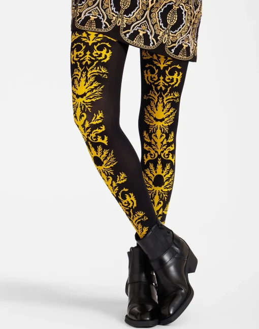 Flocked TightsBlack & Yellow in Flocked Nylon