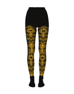 Flocked TightsBlack & Yellow in Flocked Nylon