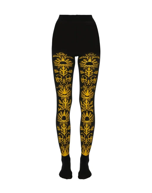 Flocked TightsBlack & Yellow in Flocked Nylon