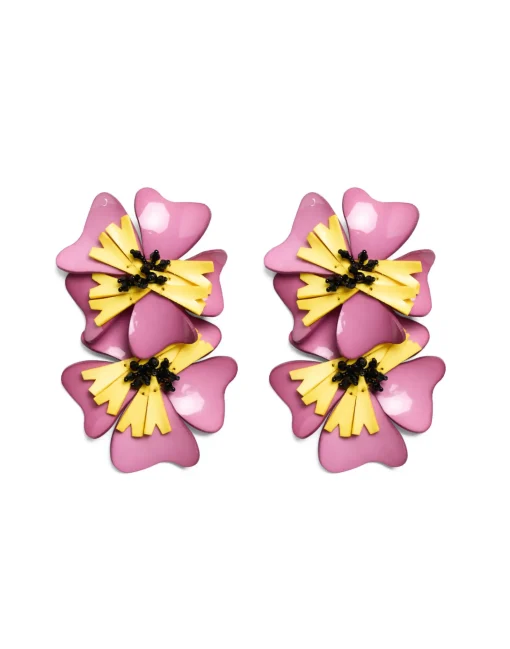 Flora EarringsSolid Pink in Macro Pansy