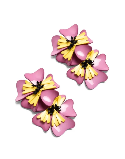 Flora EarringsSolid Pink in Macro Pansy