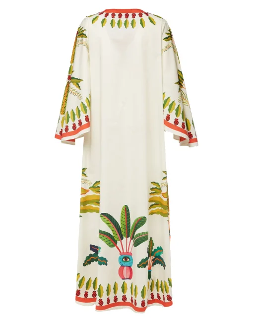 Flying DressPalme Placée in Popeline Cotton