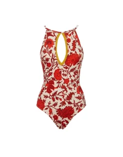 Fonda SwimsuitDragonflower Mini Red in Lycra