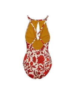 Fonda SwimsuitDragonflower Mini Red in Lycra