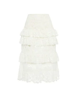 Footloose Lacey SkirtWhite in Cotton Lace