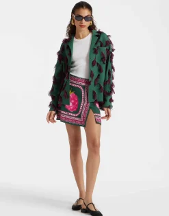 Foulard Mini SkirtLampone Placée Emerald in Envers Satin