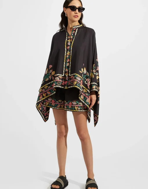 Foulard ShirtBorboni Placée Nero in Twill Silk