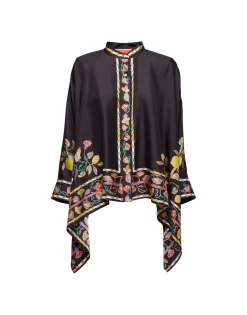 Foulard ShirtBorboni Placée Nero in Twill Silk