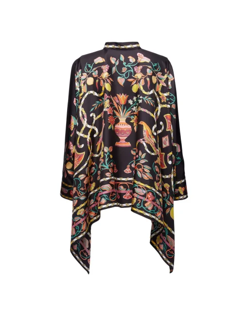 Foulard ShirtBorboni Placée Nero in Twill Silk