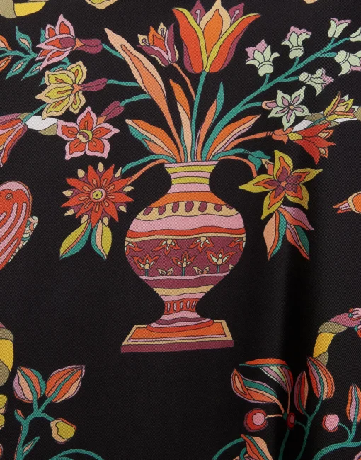 Foulard ShirtBorboni Placée Nero in Twill Silk