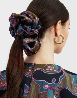 Giga ScrunchieSpritz Blue Petrol in Jacquard