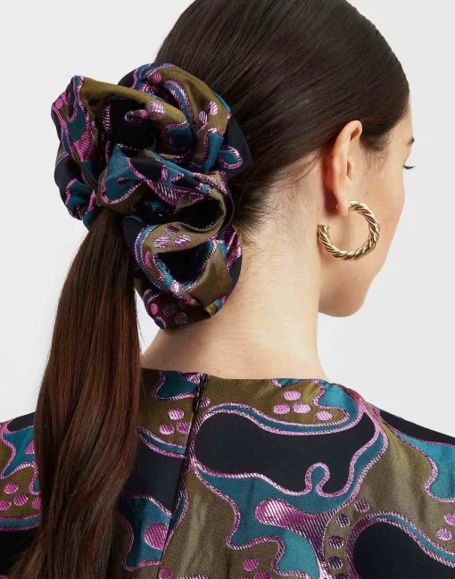 Giga ScrunchieSpritz Blue Petrol in Jacquard