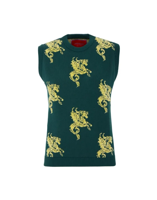 Gryphos GiletBlack & Lime in Fleece Jacquard