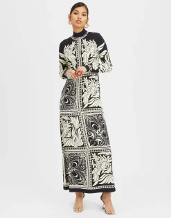 Halle DressMix Tiles Placée Black in Envers Satin