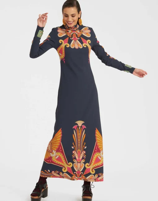 Halle DressTotem Placée Blue in Envers Satin