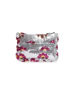 Hand PochetteSilver in Textured Sequins