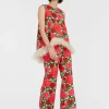 Hendrix PantsPink Dahlias in Shot Cotton