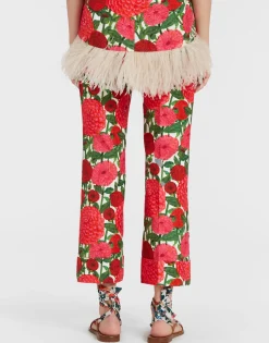 Hendrix PantsPink Dahlias in Shot Cotton