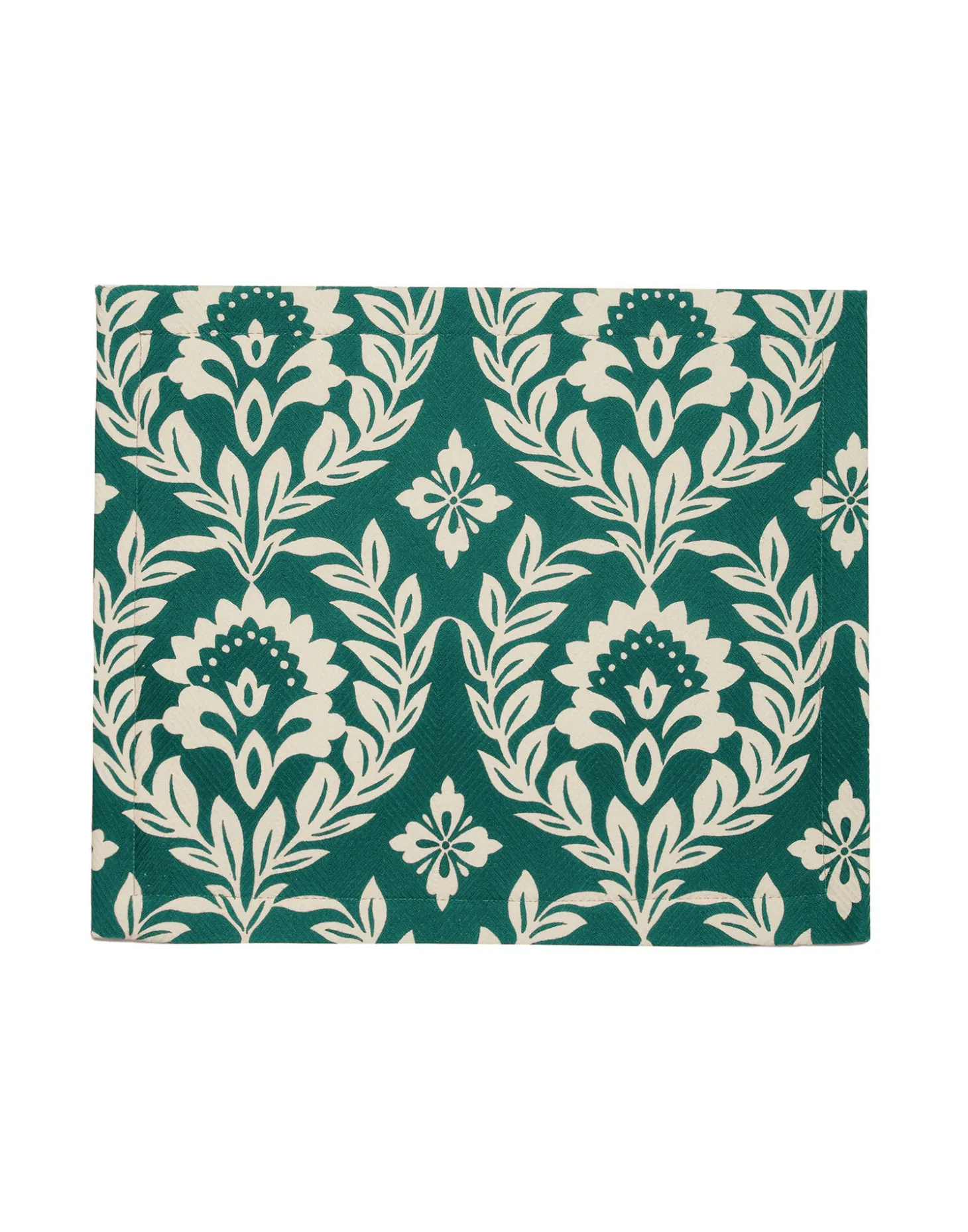 Herringbone Placemat Set of 2Green Garland in Cotton Chevron