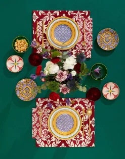 Herringbone Placemat Set of 2Garland Bordeaux in Cotton Chevron