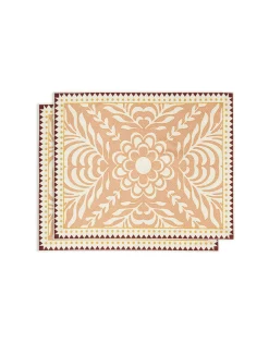 Herringbone Placemats Set Of 2Tudor Pink in Cotton Chevron