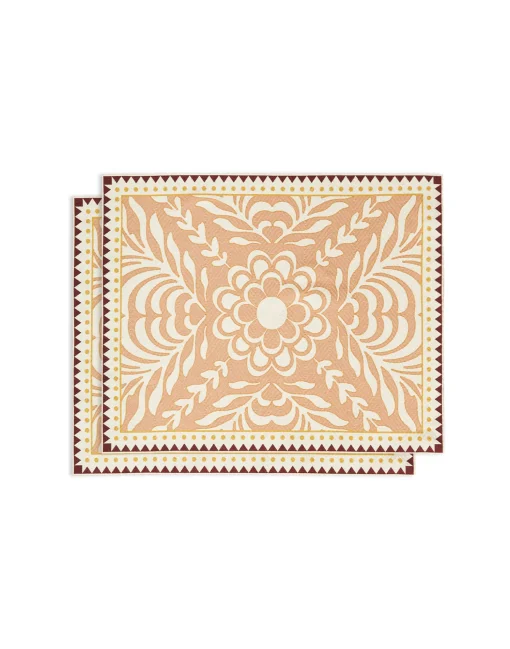 Herringbone Placemats Set Of 2Tudor Pink in Cotton Chevron
