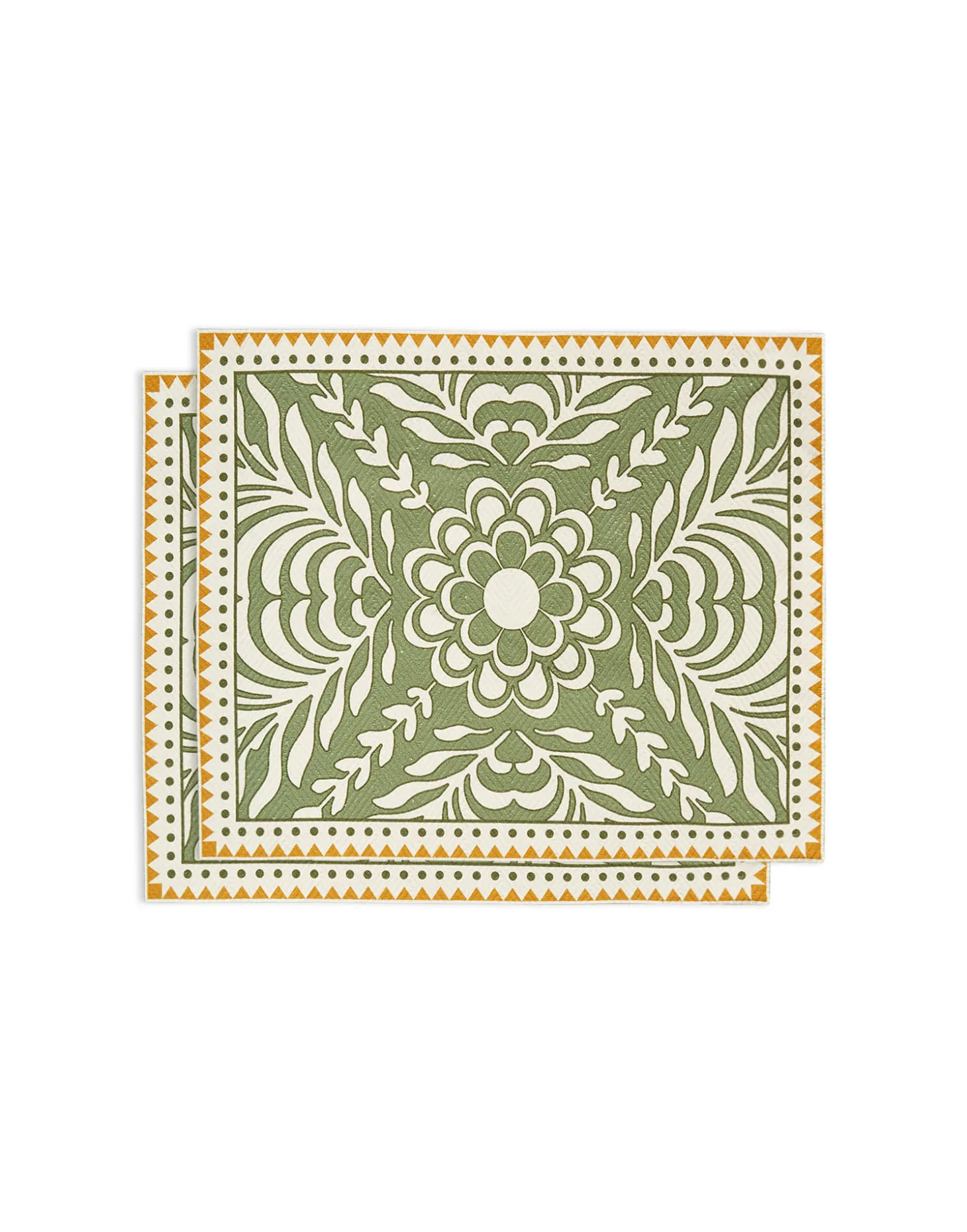 Herringbone Placemats Set Of 2Tudor Light Green in Cotton Chevron
