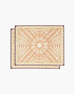 Herringbone Placemats Set Of 2Tudor Pink in Cotton Chevron