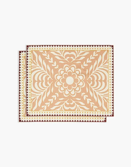 Herringbone Placemats Set Of 2Tudor Pink in Cotton Chevron