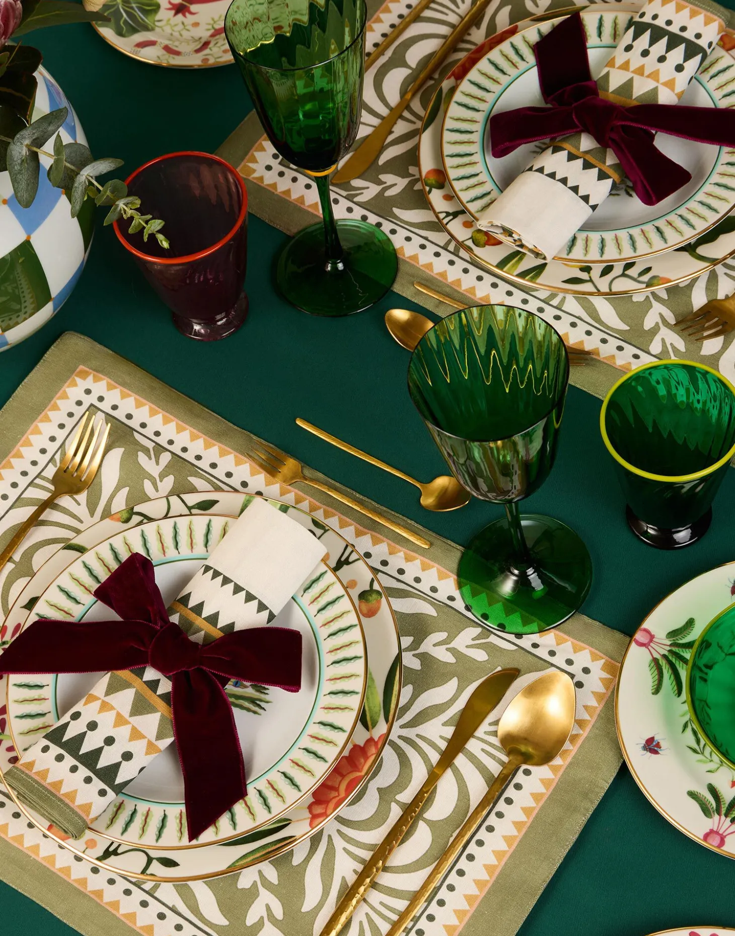 Herringbone Placemats Set Of 2Tudor Light Green in Cotton Chevron