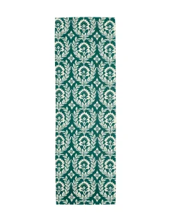 Herringbone RunnerGreen Garland in Cotton Chevron
