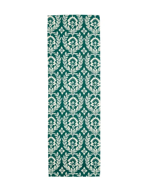 Herringbone RunnerGreen Garland in Cotton Chevron
