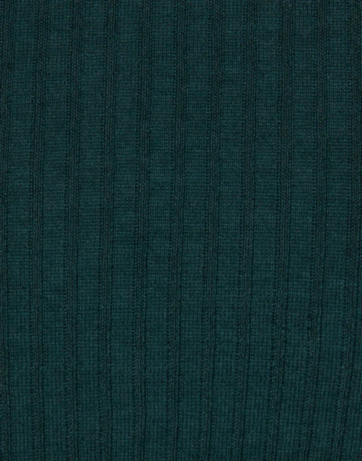 High Kick TeeGreen in Ribbed Silk Cashmere With Feathers