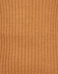 High Kick TopCamel in Ribbed Silk Cashmere With Feathers