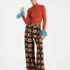 High Kick TopOrange in Ribbed Silk Cashmere With Feathers
