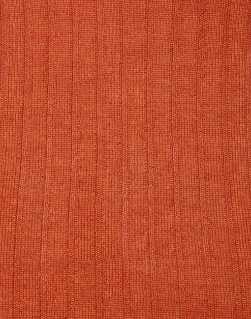 High Kick TopOrange in Ribbed Silk Cashmere With Feathers