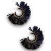 Hoop EarringsMulticolor Blu/Nero in Raffia