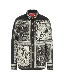 Iris Shirt JacketMix Tiles Placée Black in Twill