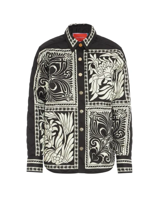 Iris Shirt JacketMix Tiles Placée Black in Twill