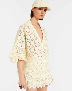 Jackie ShirtEvil Eye Ivory in Macrame