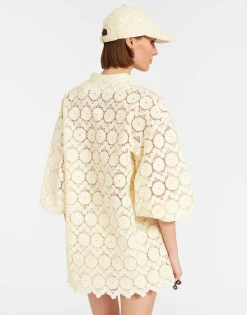 Jackie ShirtEvil Eye Ivory in Macrame