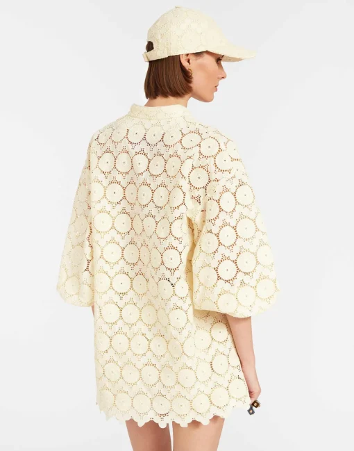 Jackie ShirtEvil Eye Ivory in Macrame