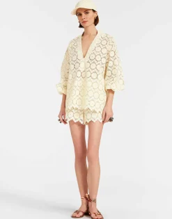 Jackie ShirtEvil Eye Ivory in Macrame
