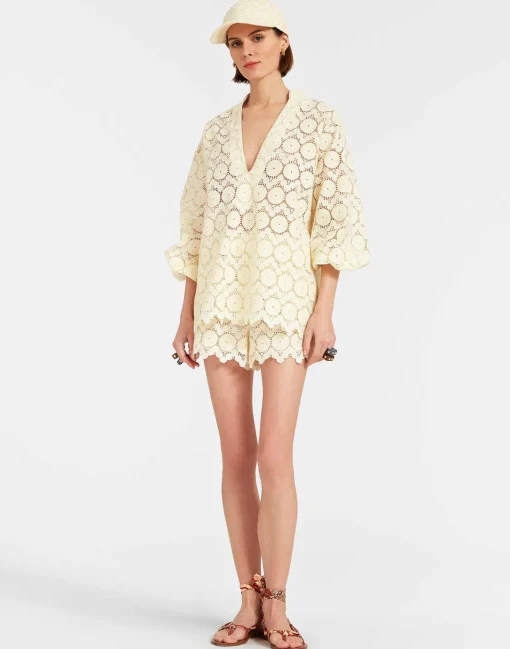 Jackie ShirtEvil Eye Ivory in Macrame