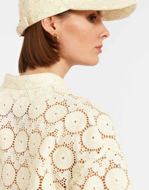 Jackie ShirtEvil Eye Ivory in Macrame