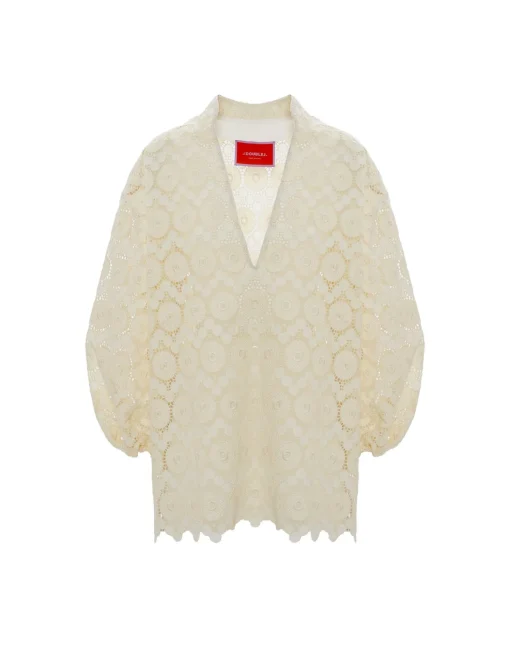 Jackie ShirtEvil Eye Ivory in Macrame