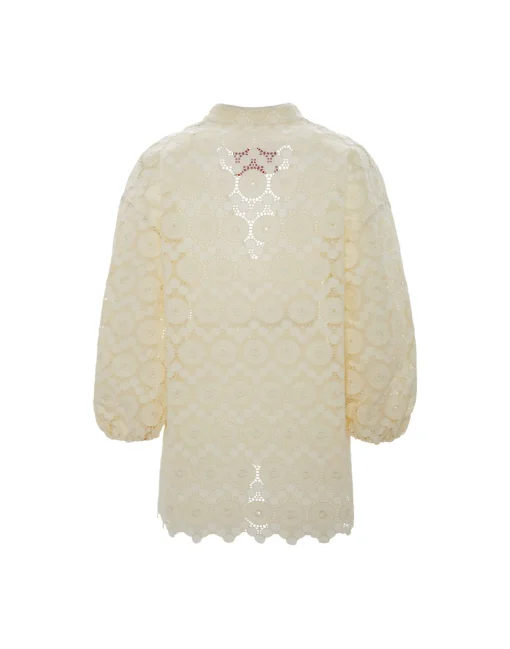 Jackie ShirtEvil Eye Ivory in Macrame